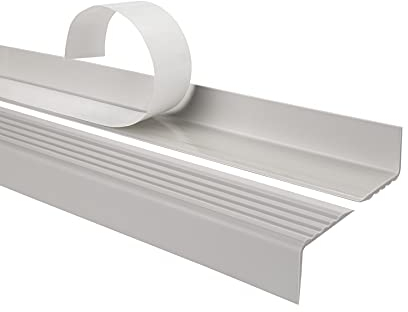Quest Treppenkantenprofil Selbstklebend 40x25mm – Antirutsch Treppenkantenschutz aus Kunststoff PVC – Hellgrau, 80cm
