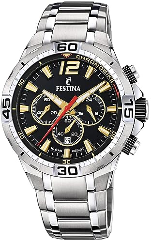 Festina Herren Analog Quarz Uhr mit Edelstahl Armband F20522/5