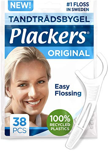 Plackers Original, Zahnseide mit starker Zahnseide, entgegenwirken Zahnfleischentzündung, recyceltem Kunststoff, 38 Stück