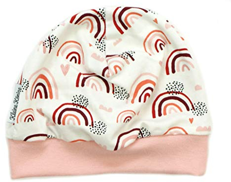 Kleine Könige Mütze Baby Mädchen Beanie · Modell Regenbogen Lovely Rainbow, Altrosa · Ökotex 100 Zertifiziert · Größe 62/68