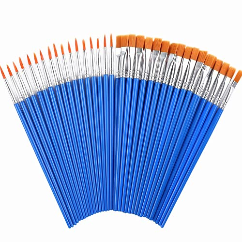60 Stück Pinsel, Runde Flache Kleine Pinselset Pinsel Set Acryl & Ölgemälde Perfekt für Anfänger, Künstler und Gemälde Liebhaber (30 Runde und Flache)