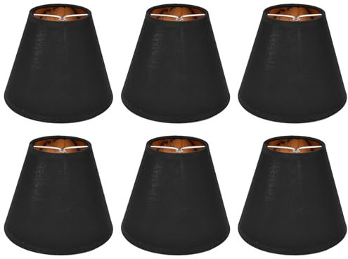 6pcs kleine Kronleuchter Schirme, schwarzer Lampenschirm Clip auf Lampenschirm für Tischleuchter Stehleuchte Wandleuchte Schlafzimmer Dekor