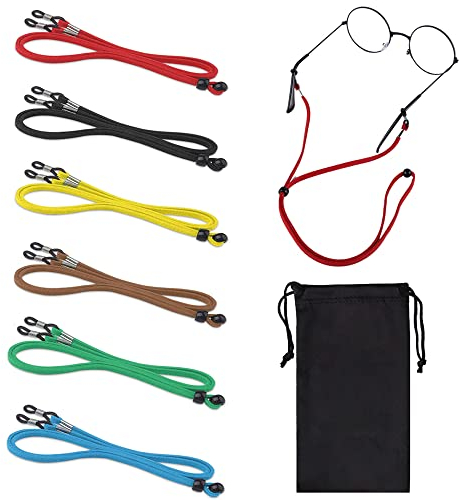 FUYOAL 6 Pcs Glasses Strap, Leather Glasses Chain Non-Slip Glasses String Glasses Lanyard Spectacles Cord Adjustable Sunglasses Spectacle Holder Strap for Men Women