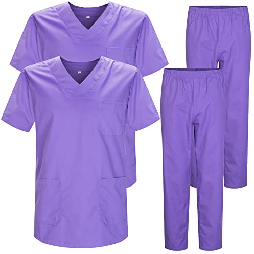 MISEMIYA - Pack * 2 Pcs - Unisex-Schrubb-Set - Medizinische Uniform mit Oberteil und Hose ref.2-8178 - Medium, Flieder 22