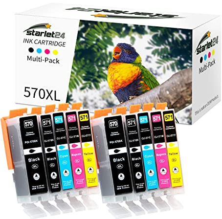 Starlet24 Kompatibel Druckerpatronen für Canon PGI-570 CLI-571 XL, Tintenpatrone für Pixma MG5700 MG5750 MG5751 MG6800 MG6850 MG7750 TS5000 TS5050(2 PGBK 2 Schwarz 2 Cyan 2 Magenta 2 Gelb)