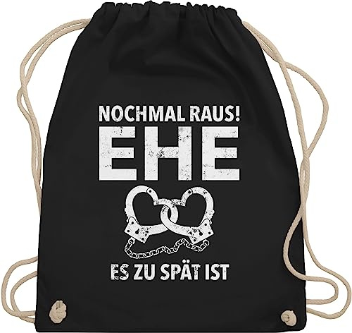 Turnbeutel Rucksack - JGA Junggesellenabschied Männer - Nochmal raus Ehe es zu spät ist - Unisize - Schwarz - polter rucksäcke jungesellenabschied sportbeutel brauttaschen jungesselnabschied
