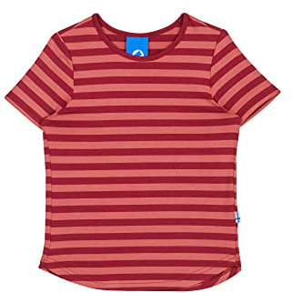 Finkid Maalari Beet Red/Rose Kinder T-Shirt Kurzarm aus gestreiftem Bambus Jersey (130/140)