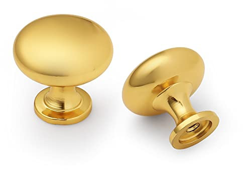 Probrico Gold Kitchen Cabinet Knobs and Handles - Round Knobs for Cupboard Doors, Chest of Drawers - 15 Pack