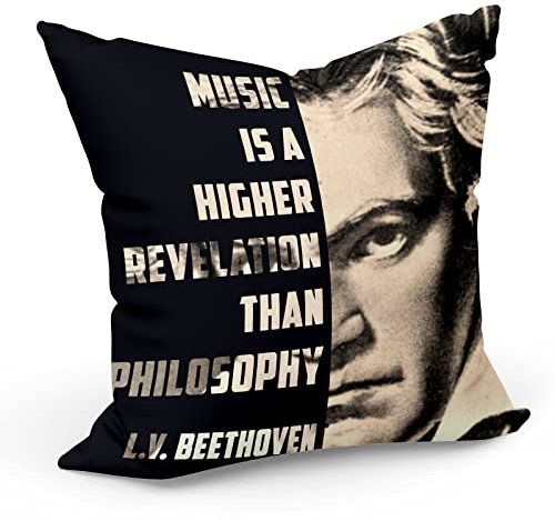 Fabulous Kissen Kissen mit Kissenbezug 40x40 cm Music is a Higher Revelation Than Philosophy Quotes Inspirational Artistic Beethoven Music