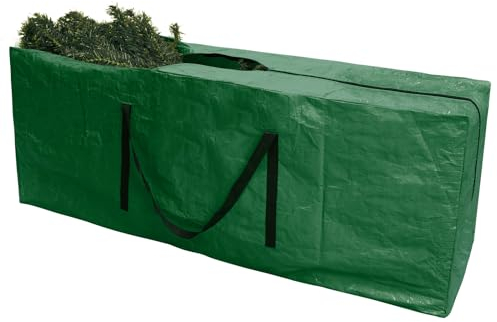 PATIO PLUS 9 FT Christmas Tree Storage Bags, Easy to Store Christmas Tree Storage with Full Zipper,Durable Reinforced Carry Handles,Wipe Clean Surface Large Bag for Xmas and Decorations Green
