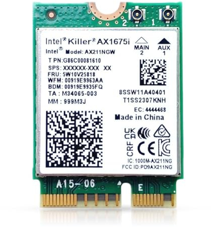 HighZer0 Electronics AX1675i Killer Series Upgraded WiFi 6E Adapter | Gaming WiFi Adapter | CNVio2 M.2 Wifi Card | 2.4 Gbps WiFi for PC | Bluetooth 5.3 Support | Requires Intel 11th+ Gen CPU (AX1675i)