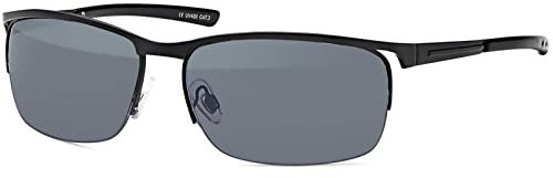 Herren Sonnen Brille Designer Sport Biker Metall (One-Size, Schwarz Black)