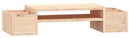 vidaXL Monitorständer Schreibtischaufsatz Monitorerhöhung Bildschirm Aufsatz Bildschirmerhöhung Bildschirmständer 70x27,5x15cm Massivholz Kiefer