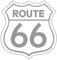 Route 66 - Adesivo in vinile autoadesivo, 7 cm di larghezza x 7,5 cm di altezza, colore: argento