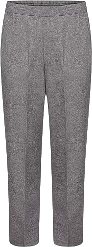 Pack of 2 Black Trousers Women, Plain Formal Ladies Work Trousers, Navy Nurse Scrubs, Pull on Elasticated Waist Trousers for Women UK(Grey,14-S)