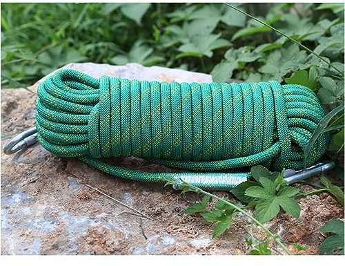 12mm Kletterseil 10M(32ft) 20M(66ft) 30M(98ft) 50M(164ft) 100M(328ft) 200M(656ft) Statisches Kletterseil Mit 2 Stahlhaken Outdoor Wandern Sicherheit Fluchtseil ( Color : Green , Size : 12mm x 15m )