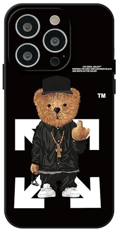 PSUJAO Compatible with Cool iPhone 15 case for Boys,Funny Aesthetic Soft Silicone Gel Rubber Shockproof Cover Full Body Drop Protection (Black, iPhone 15 pro max)