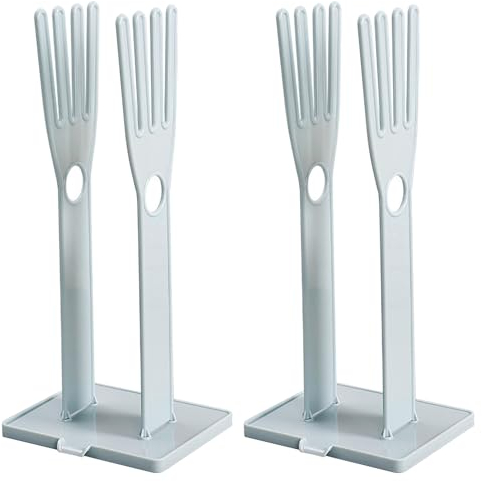 Glove Holder Kitchen Washing 2 Sets Glove Drying Rack with Towel Storage Hole and Drain Outlet Cleaning Glove Dryer with Detachable Base Glove Storage Stand