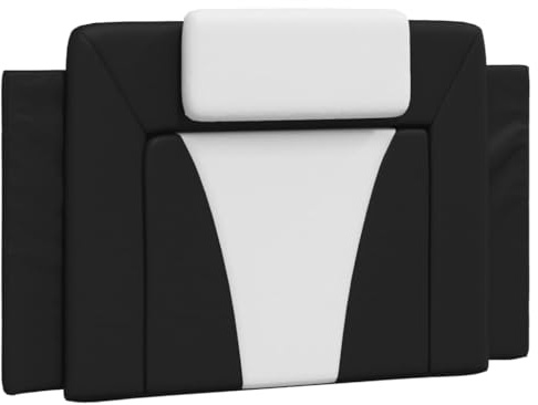 vidaXL Kopfteil Kissen Viana, Kopfteilkissen mit Reißverschluss, Rückenkissen mit Rückenunterstützung, Kopfkissen Lesekissen, Schwarz Weiß 90cm Kunstleder