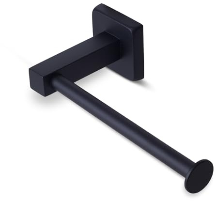 Toilettenpapierhalter, Wandmontage, stabil, für Badezimmer, WC, Toilettenpapierhalter, rostfrei, wasserdicht, quadratisch, Schwarz