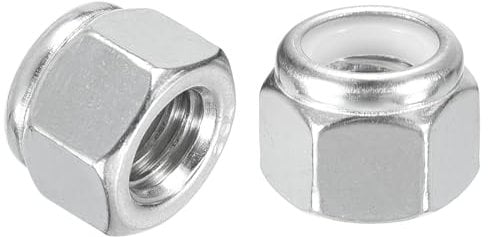 sourcing map 20Pcs 3/8-16 Nylon Insert Hex Lock Nuts, 316 Stainless Steel Self-Locking Nylon Insert Stop Nut for Industrial Construction Fasteners, Silver&White