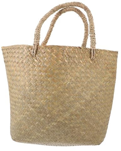 CIYODO 1Stk Blumenkorb aus Stroh pflanzenkorb Plant Basket geflochtene Körbe Blumenkorb für Blumenmädchen Hand- Aufbewahrungskörbe Wäschekorb tragbarer Korb Aufbewahrungskorb Seetang