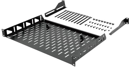 Tecmojo 1U Server Rack Shelf, Cantilever Shelves (304.8mm Depth), 19 Rack Mount with Anti-Slip Stops, 110lbs/50kg Capacity, Vented 1U, Black