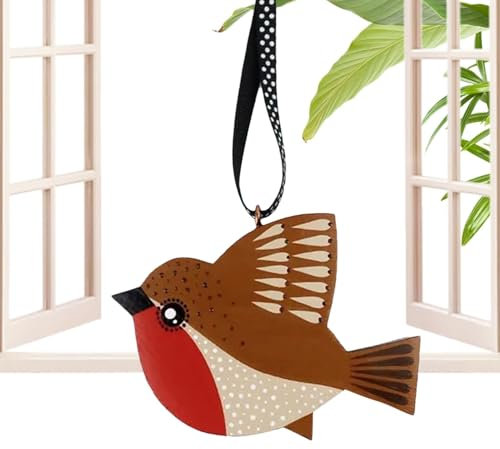 Rotkehlchen-Ornament, Rotkehlchen-Vogelornament aus - Vogelbehang Ornament - Rotkehlchen, Vogel, Holzornament, Tierfigur, handgefertigt, Geschnitzte Dekoration für die Heimdekoration