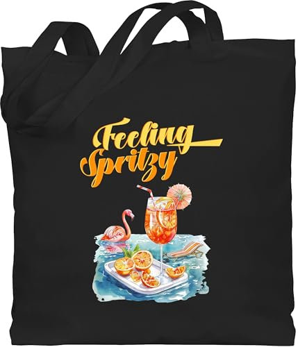 Baumwolltasche - Party & Alkohol Damen - Feeling Spritzy Aperol | Aperol Spritz Merchandise | Aperol Spritz Geschenk | Italien | Aperol Spritztour | Aperol Accessoires - Unisize - Schwarz - tasche