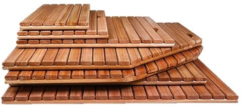 Gartendusche Bodenplatte, Badematte Holz, Badematte Bambus mit Rutschfesten Füßen für Sauna Badewanne Küche, Wasserdicht und Korrosionsbeständig(40x60cm)