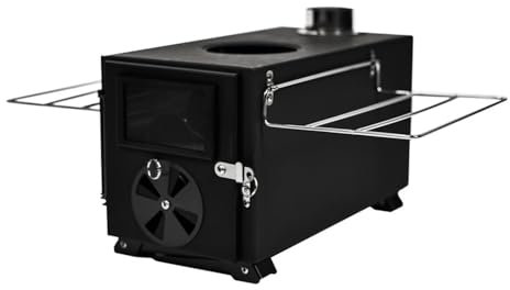 ZCBYBT Holzofen Carbon Steel Hot Tent Stove Tragbarer Camping Holzofen mit 7 Schornstein Rohre für Camping, Kochen, Heizung