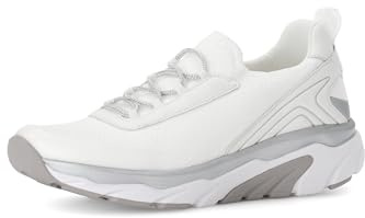 Gabor Damen Low-Top Sneaker, Frauen Halbschuhe,Strassenschuhe,Sportschuhe,Freizeitschuhe,Turnschuhe,Laufschuhe,Weiss/Silber,40 EU / 6.5 UK