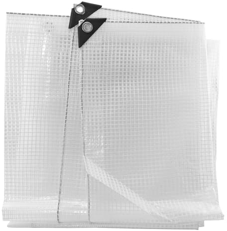 Tarpaulin Regular And Heavy Duty Waterproof Cover Tarp Ground Sheet Multi Sizes Transparent Blue Silver Clear Camo Army (Clear (350GSM), 2 x 4m)
