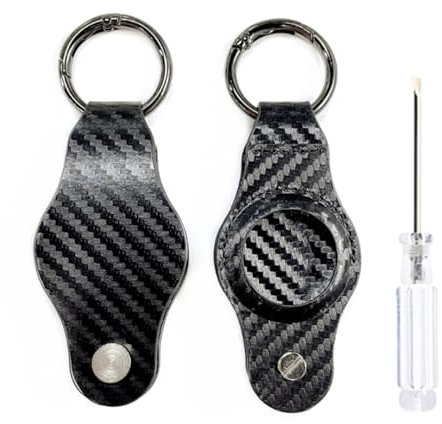 Amexo Schlüsselanhänger für AirTag Schlüsseltasche Leder für 1-6 Schlüssel Kompakter Schlüssel Organizer mit Apple Airtag Anhänger Auto Schlüsselbund für Herren Damen (Schwarz)