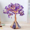 Nvzi -c 1 arbre de vie en cristal naturel violet en forme de pyramide, base en pierre naturelle concassée colorée, décoration d'intérieur