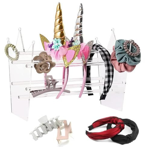 JAWAI Haarreif Organizer Abnehmbar, Transparenter Haarreif-Organizer, Haarreifen Ständer, Acryl-Stirnband-Organizer, Haarreifen-Displayständer, Zur Aufbewahrung von Haarspangen, Haarbändern