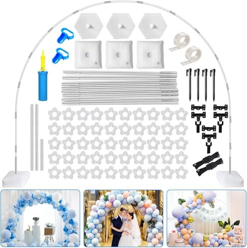 Kit de arco de globo,Arco para Globos, Piso Kit Arco de Globos, Reutilizable Fibra Soporte Globos, Ajuste Libre Balloon Arch Stand para Decoración Cumpleaños Boda, Mechas para Velas etc