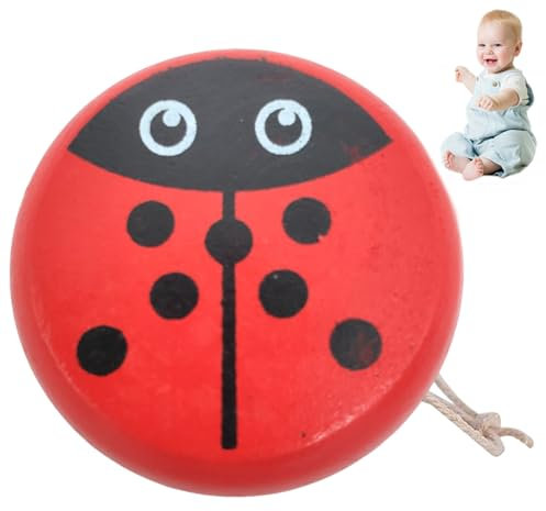 Holz Yoyo für Kinder Anfänger | Ladybug Yoyo mit String tragbares niedliches Ladybug-Muster Holzkinder Yoyo Eduation Fun Kleinkind Yoyo für praktische Fähigkeiten und Flexibilität Development Gift Gi