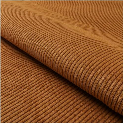 Fabreco CORDSTOFF Meterware TORANOS (100 cm x 142 cm) – Gewicht 330 g/m2 – Feincord Stoff Meterware für Sofa & Stühle – Polsterstoff für Möbelstoff – Möbelstoffe, Dekostoff & Stoffe DIY (Perlorange)