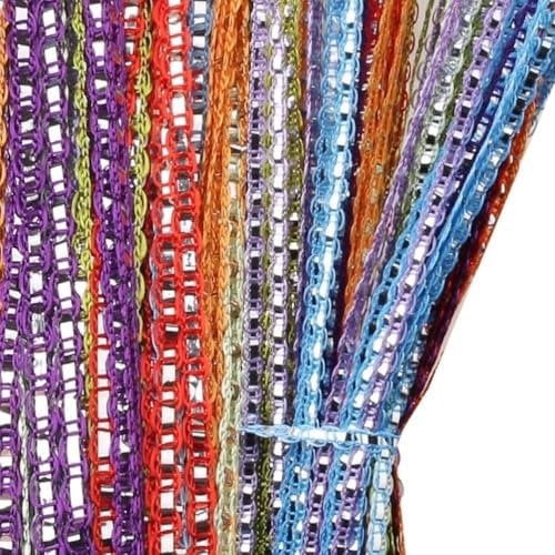 Lot de 2 rideaux à paillettes pour porte, placard, chambre à coucher, salon, panneau mural à franges transparentes sans perles décoratives en cristal (multicolore)