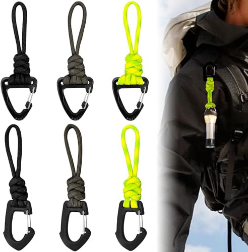 6stk Paracord Schlüsselanhänger mit Karabiner, Schlüsselanhänger Geflochtene Lanyard, D Ring Schlüsselband Schlüsselring, Paracord-Lanyard-Clips, Geflochtenes Lanyard, für Survival Camping Wandern