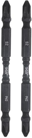 sourcing map 2pcs Impact Tough Phillips Screwdriver Power Bits 6mm PH2 1/4 Hex Shank 4 Length S2 Steel Magnetic Double Ended Cross Head Hex Bits Industrial Grade Driver Bit, Black