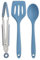Wiltshire Silicone Mini Kitchen Tongs, Serving Spoon & Turner Set of 3, Cooking Spoon Serving Tongs & Spatula, Salad Tongs Stainless Steel, Heat-Resistant Utensil, Non-Stick, Non-Scratch, Petrol Blue
