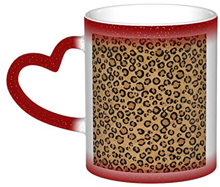 XTXGBT Taza de café con estampado de leopardo salvaje, tazas de cerámica sensibles al calor, tazas de té de cielo estrellado para hombres y mujeres