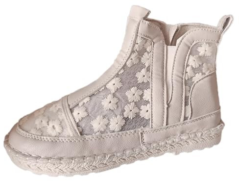 MODSGUE Stivali estivi da donna, eleganti stivaletti cavi, comodi, traspiranti, estivi, con chiusura lampo, beige., 38 EU