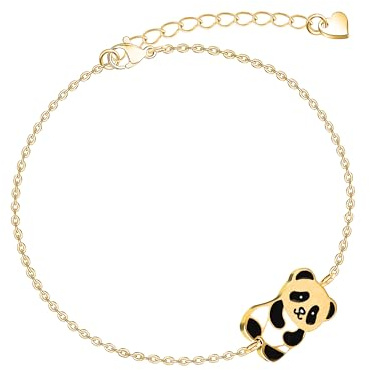 Unimooie Panda Armband Titanstahl mit Schwarz-Weiß Emaille Schlichtes Armband mit Panda-Motiv in elegantem Aus robustem Titanstahl wasserfest und hautfreundlich. Ideal für Alltag & Geschenke