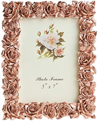 Xoeryoy Fiorla Flower, Frame 5x7 Rose Gold Frame, Display per foto decorative in resina per la scrivania da tavolo per ufficio a casa#