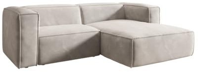 Luxusbetten24 Designer Sofa Comfy L Mini in Samt Weiß Rechts
