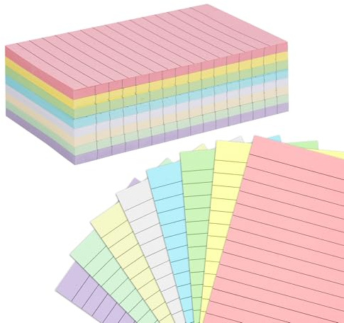 Agoer 320 Karteikarten liniert 150x100 mm - 8-farbig sortiert - Ideal für Vokabeln, Studium, Prüfungsvorbereitung, Schule, Büro & Karteikasten - Ohne Lochung