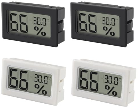 4 Stück Hygrometer - Thermometer, Digital Mini Luftfeuchtigkeitsmesser mit LCD, Zimmertemperatur für Innenräume und Hydrometer für Babyzimmer,Schlafzimmer und Weinkeller